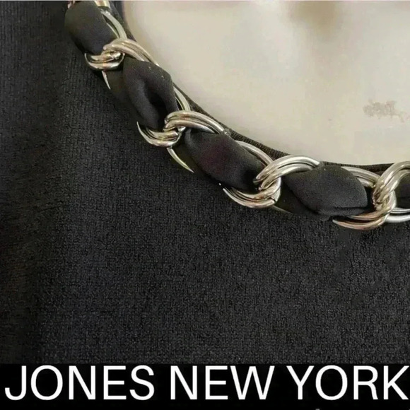 JONES NY Chain Detail Black Crew Neck Sweater Womens size XL - Picture 2 of 8